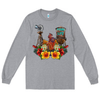Heather Grey farm life rooster Long Sleeve Tee - SublimationCraftShop