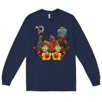 Navy farm life rooster Long Sleeve Tee - SublimationCraftShop