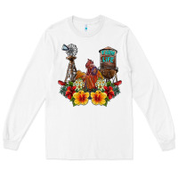 White farm life rooster Long Sleeve Tee - SublimationCraftShop