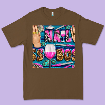 Nail Boss Money Hand And Wine With Gemstone Leopard And Zebra Seamless Premium Tee Designed By Bundleandbundleshop