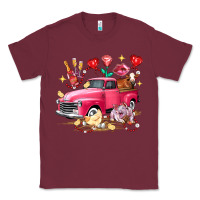 Burgundy Valentine's Day Truck Farm Animals Classic Tee - FaDigitalArtStudio