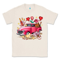 Natural Valentine's Day Truck Farm Animals Classic Tee - FaDigitalArtStudio