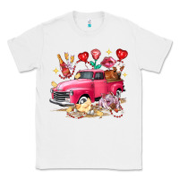 White Valentine's Day Truck Farm Animals Classic Tee - FaDigitalArtStudio