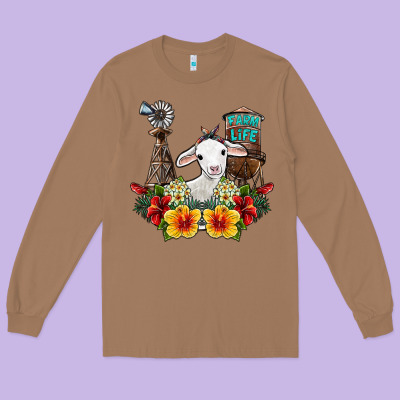 Farm Life Sheep Long Sleeve Tee Designed By Sublimationcraftshop