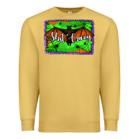 Antique Gold bat shit crazy with background Premium Sweatshirt - Jasminsmagicworld