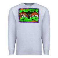 Heather Grey bat shit crazy with background Premium Sweatshirt - Jasminsmagicworld