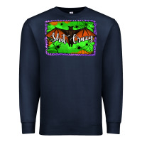 Navy bat shit crazy with background Premium Sweatshirt - Jasminsmagicworld