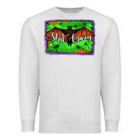 Oatmeal Heather bat shit crazy with background Premium Sweatshirt - Jasminsmagicworld