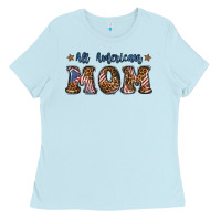 Baby Blue all american mom Ladies Tee - BundleAndBundleShop