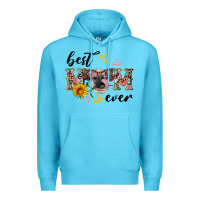 Ocean Blue best mom ever with cow Premium Hoodie - Artiststas