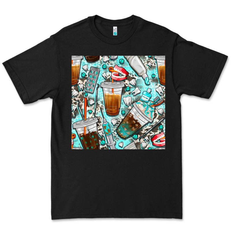 Dentist Coffee Cups Toothpaste And Teeth With Cowhide Seamless Pattern Premium Tee by BundleAndBundleShop | Teevron