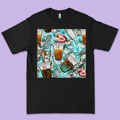 Dentist Coffee Cups Toothpaste And Teeth With Cowhide Seamless Pattern Premium Tee Designed By Bundleandbundleshop