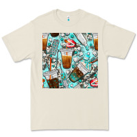 Bone dentist coffee cups toothpaste and teeth with cowhide seamless pattern Premium Tee - BundleAndBundleShop