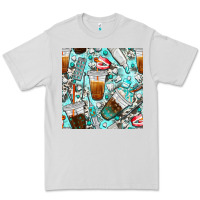 Dove Grey dentist coffee cups toothpaste and teeth with cowhide seamless pattern Premium Tee - BundleAndBundleShop
