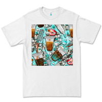 White dentist coffee cups toothpaste and teeth with cowhide seamless pattern Premium Tee - BundleAndBundleShop
