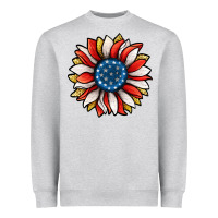 Heather Grey Patriotic Sunflower Heavyweight Sweatshirt - Jasminsmagicworld