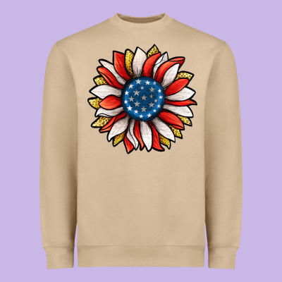Patriotic Sunflower Heavyweight Sweatshirt Designed By Jasminsmagicworld