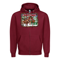 Burgundy Christmas On The Farm Zipper Hoodie - RanaPortraitStore