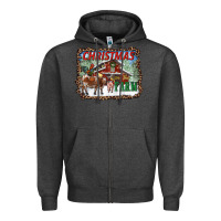 Charcoal Heather Christmas On The Farm Zipper Hoodie - RanaPortraitStore