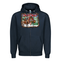Navy Christmas On The Farm Zipper Hoodie - RanaPortraitStore