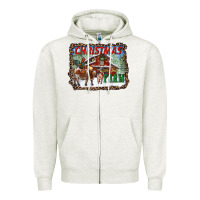 Oatmeal Heather Christmas On The Farm Zipper Hoodie - RanaPortraitStore