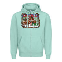 Seafoam Christmas On The Farm Zipper Hoodie - RanaPortraitStore