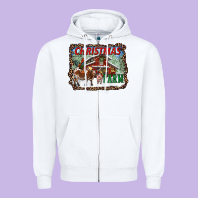 Christmas On The Farm Zipper Hoodie Designed By Ranaportraitstore