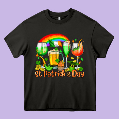 St. Patrick's Wine Glasses Heavy Core Tee Designed By Oliviacreatesart