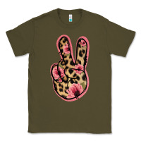 Army Green Floral Leopard Peace Sign Classic Tee - Jasminsmagicworld