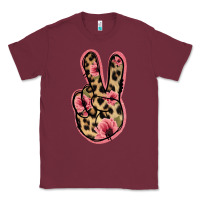 Burgundy Floral Leopard Peace Sign Classic Tee - Jasminsmagicworld