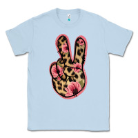 Dusty Blue Floral Leopard Peace Sign Classic Tee - Jasminsmagicworld