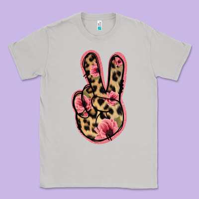 Floral Leopard Peace Sign Classic Tee Designed By Jasminsmagicworld