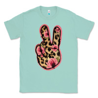 Seafoam Floral Leopard Peace Sign Classic Tee - Jasminsmagicworld