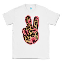 White Floral Leopard Peace Sign Classic Tee - Jasminsmagicworld