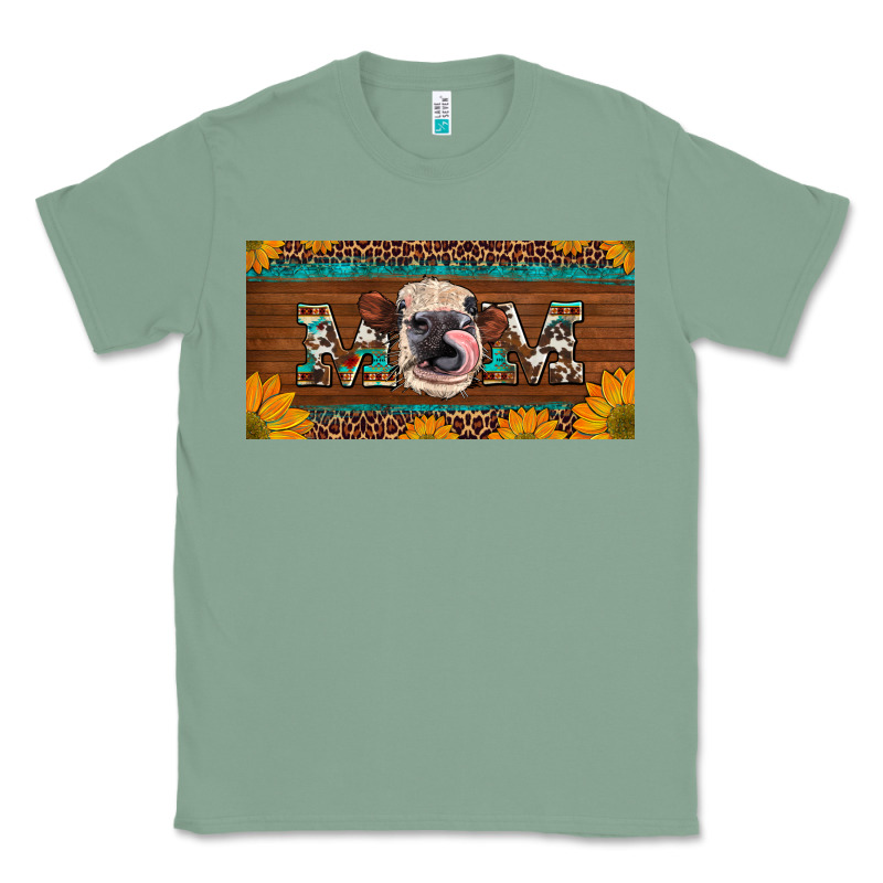 Western Heifer Mom With Sunflowers And Turquoise License Plate Classic Tee by Artiststas | Teevron