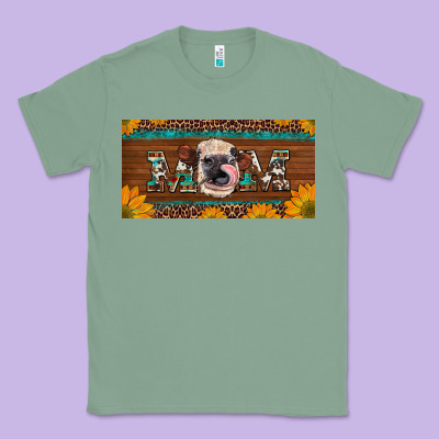 Western Heifer Mom With Sunflowers And Turquoise License Plate Classic Tee Designed By Artiststas