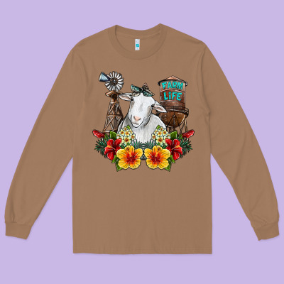 Farm Life Sheep Long Sleeve Tee Designed By Sublimationcraftshop