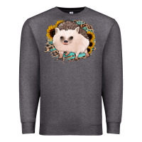 Charcoal Heather hedgehog with sunflowers and leopard Premium Sweatshirt - Jasminsmagicworld