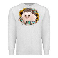 Oatmeal Heather hedgehog with sunflowers and leopard Premium Sweatshirt - Jasminsmagicworld