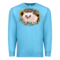 Ocean Blue hedgehog with sunflowers and leopard Premium Sweatshirt - Jasminsmagicworld