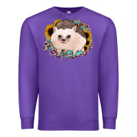 Purple hedgehog with sunflowers and leopard Premium Sweatshirt - Jasminsmagicworld