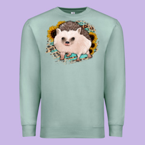 Hedgehog With Sunflowers And Leopard Premium Sweatshirt Designed By Jasminsmagicworld