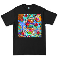 Black hippie coffee cups and flowers and peace seamless pattern bbs Premium Tee - BundleAndBundleShop