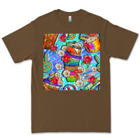Cacao hippie coffee cups and flowers and peace seamless pattern bbs Premium Tee - BundleAndBundleShop