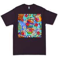 Plum hippie coffee cups and flowers and peace seamless pattern bbs Premium Tee - BundleAndBundleShop