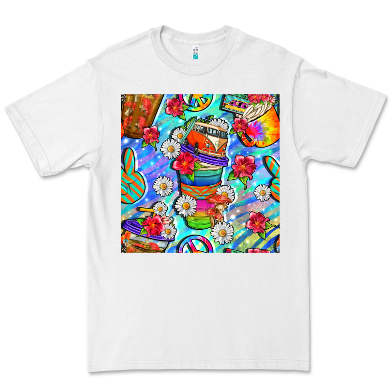 Hippie Coffee Cups And Flowers And Peace Seamless Pattern Bbs Premium Tee by BundleAndBundleShop | Teevron