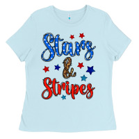 Baby Blue stars & stripes Ladies Tee - BundleAndBundleShop