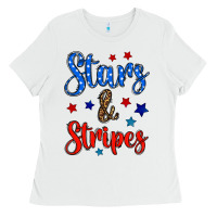 White stars & stripes Ladies Tee - BundleAndBundleShop