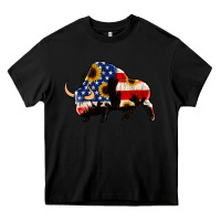 Black american flag bison Heavy Core Tee - Jasminsmagicworld