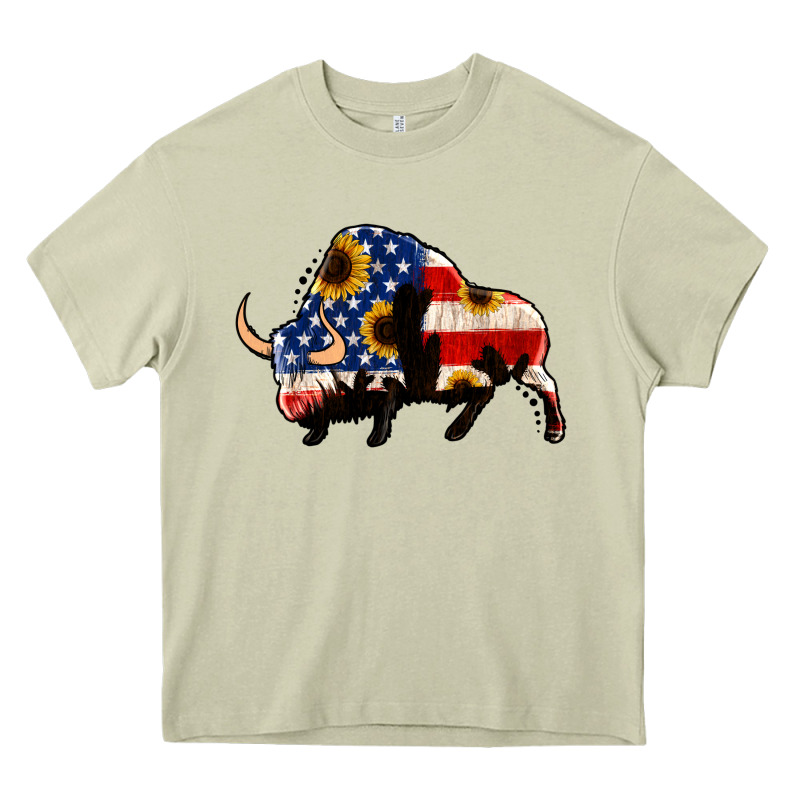 American Flag Bison Heavy Core Tee by Jasminsmagicworld | Teevron